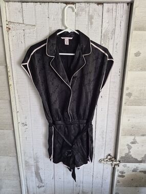 Victoria's Secret Black Satin Romper